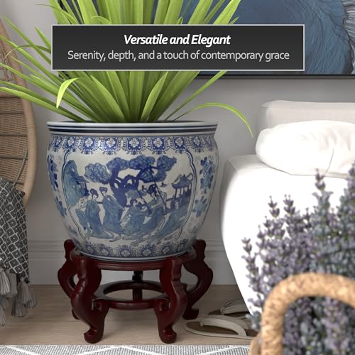 Decorative Blue & White Porcelain Fishbowl