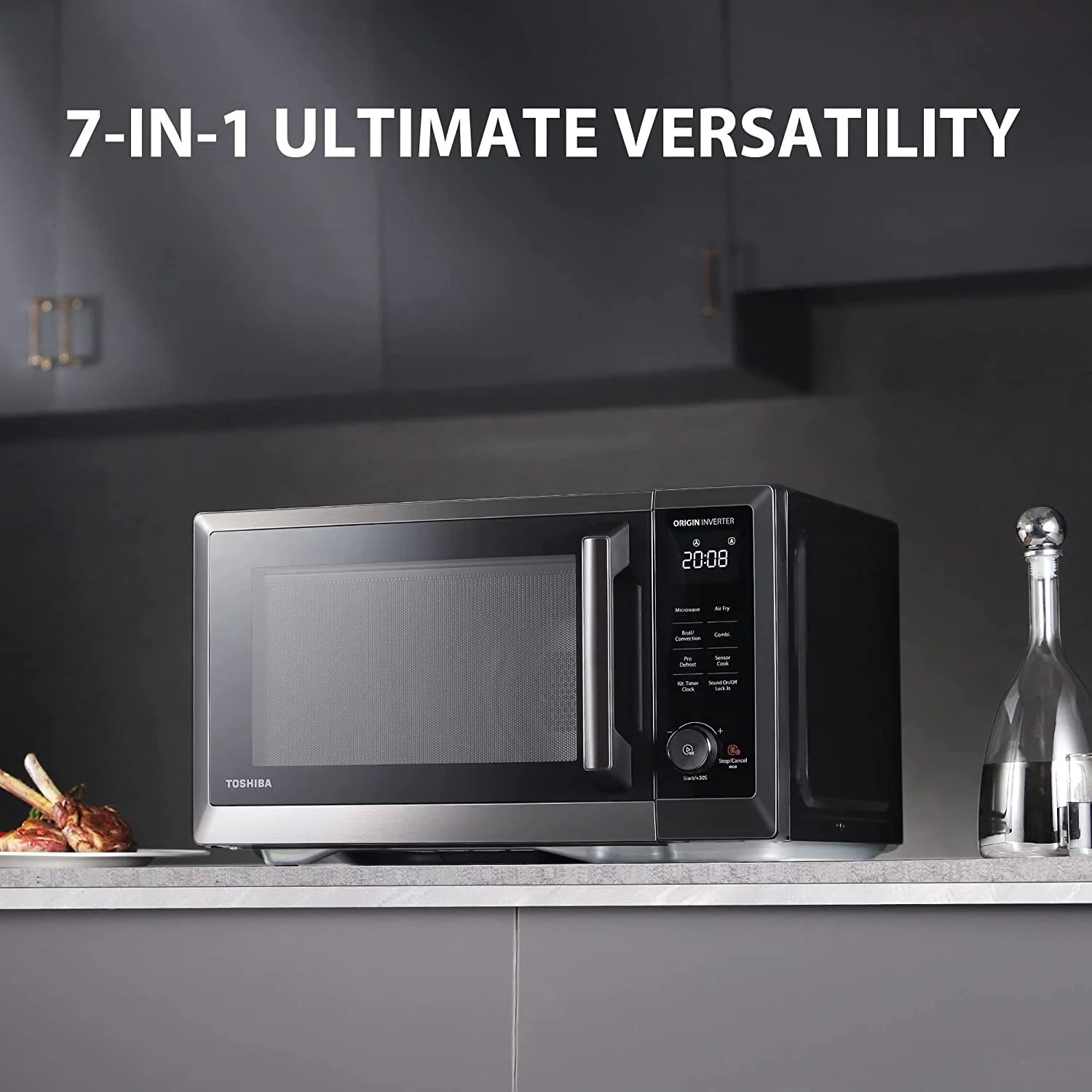 TOSHIBA 7-in-1 Countertop Microwave Oven & Air Fryer Combo, Inverter Convection with Humidity Sensor, 1.0 cu.ft, 1000W