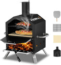 Outdoor Wood Fired 2-Layer Pizza Oven, Portable Pizza Maker with Pizza Stone, Peel, and Waterproof Cover for Backyard BBQ