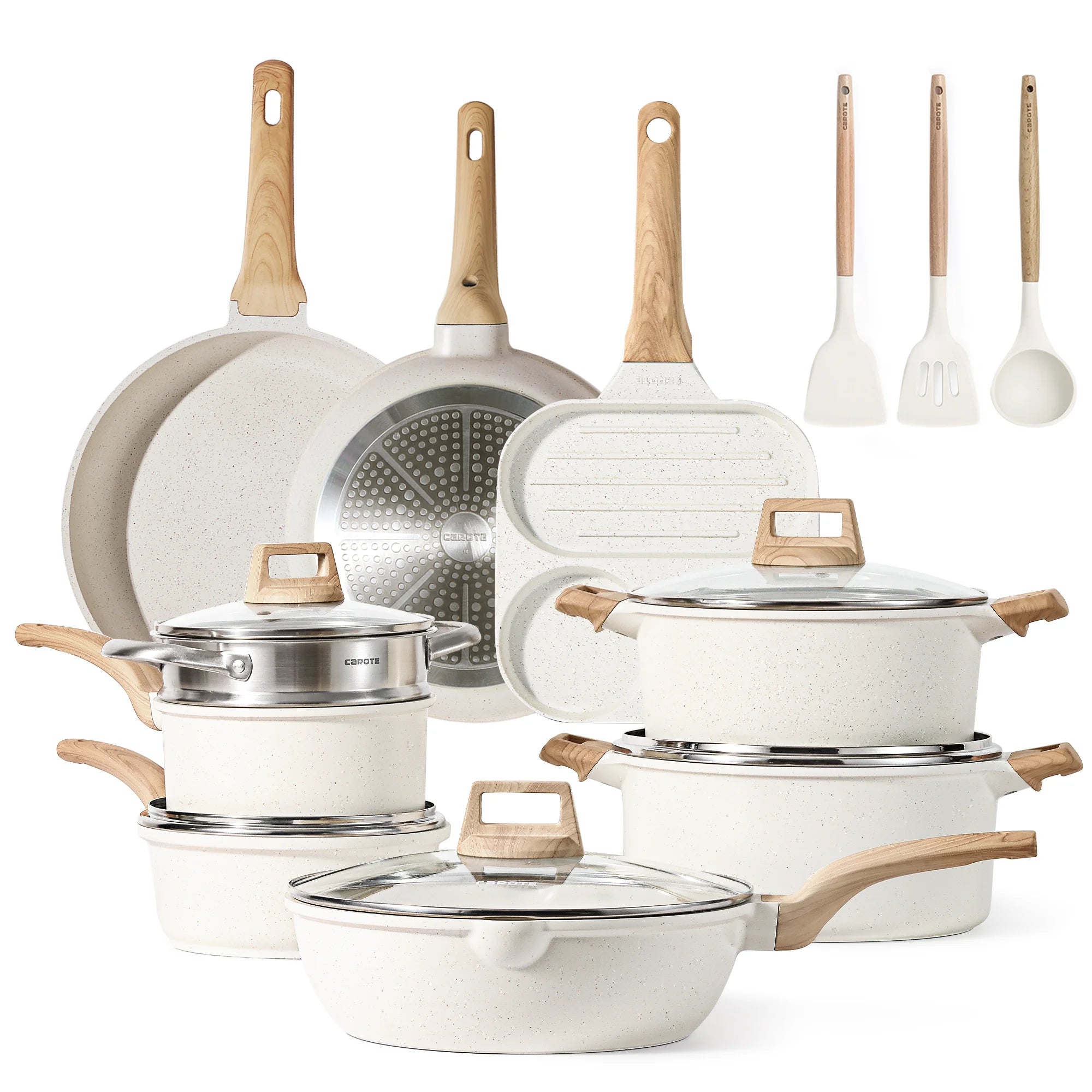 Carote 17-Piece Nonstick Granite Kitchen Cookware Set