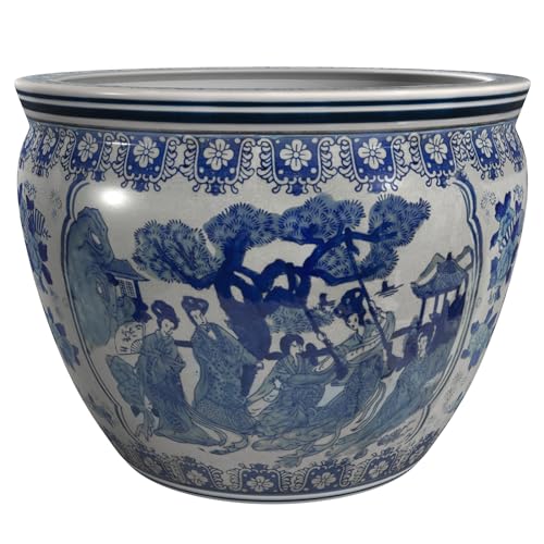Decorative Blue & White Porcelain Fishbowl