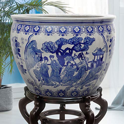 Decorative Blue & White Porcelain Fishbowl