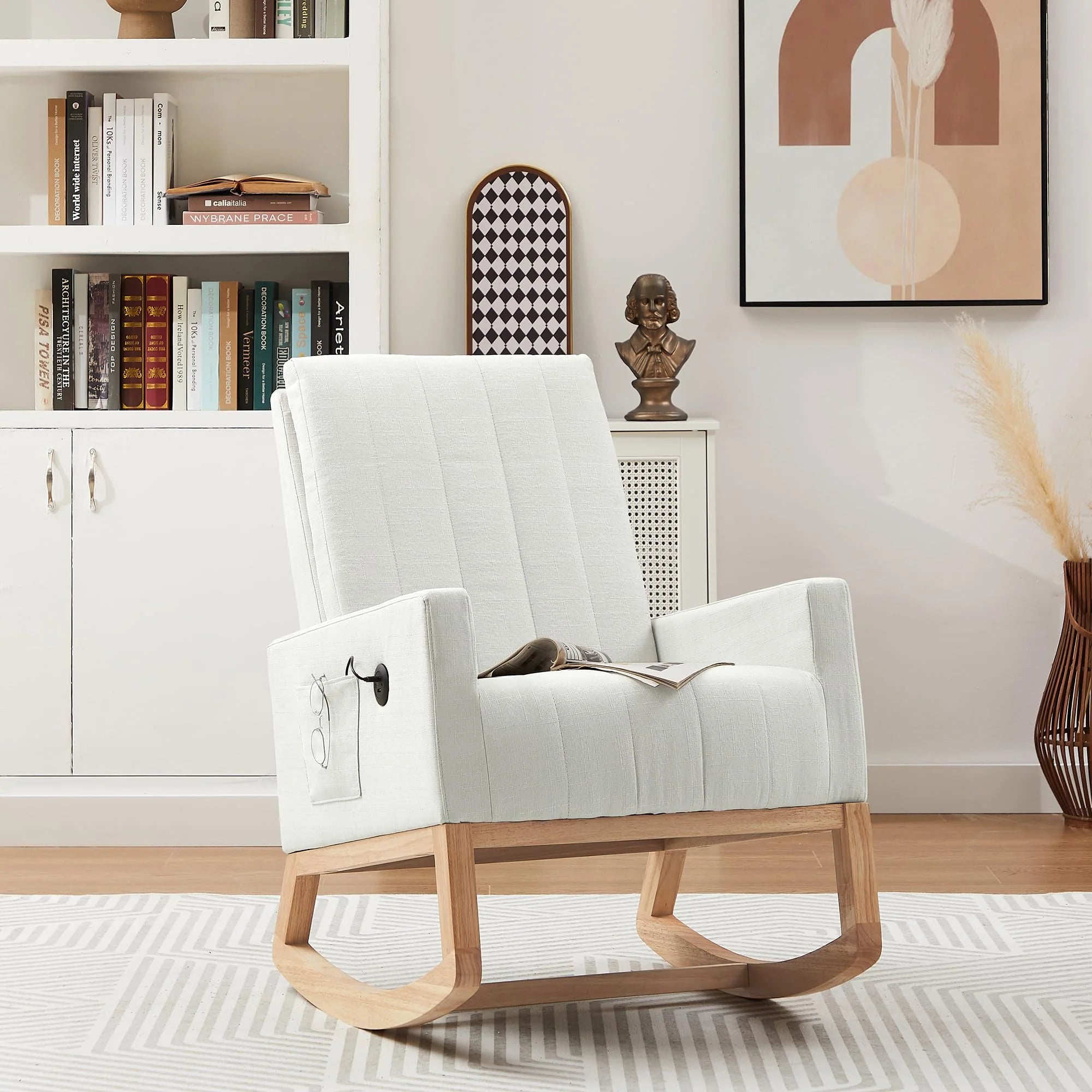 VECELO Upholstered Nursery Rocking Chair