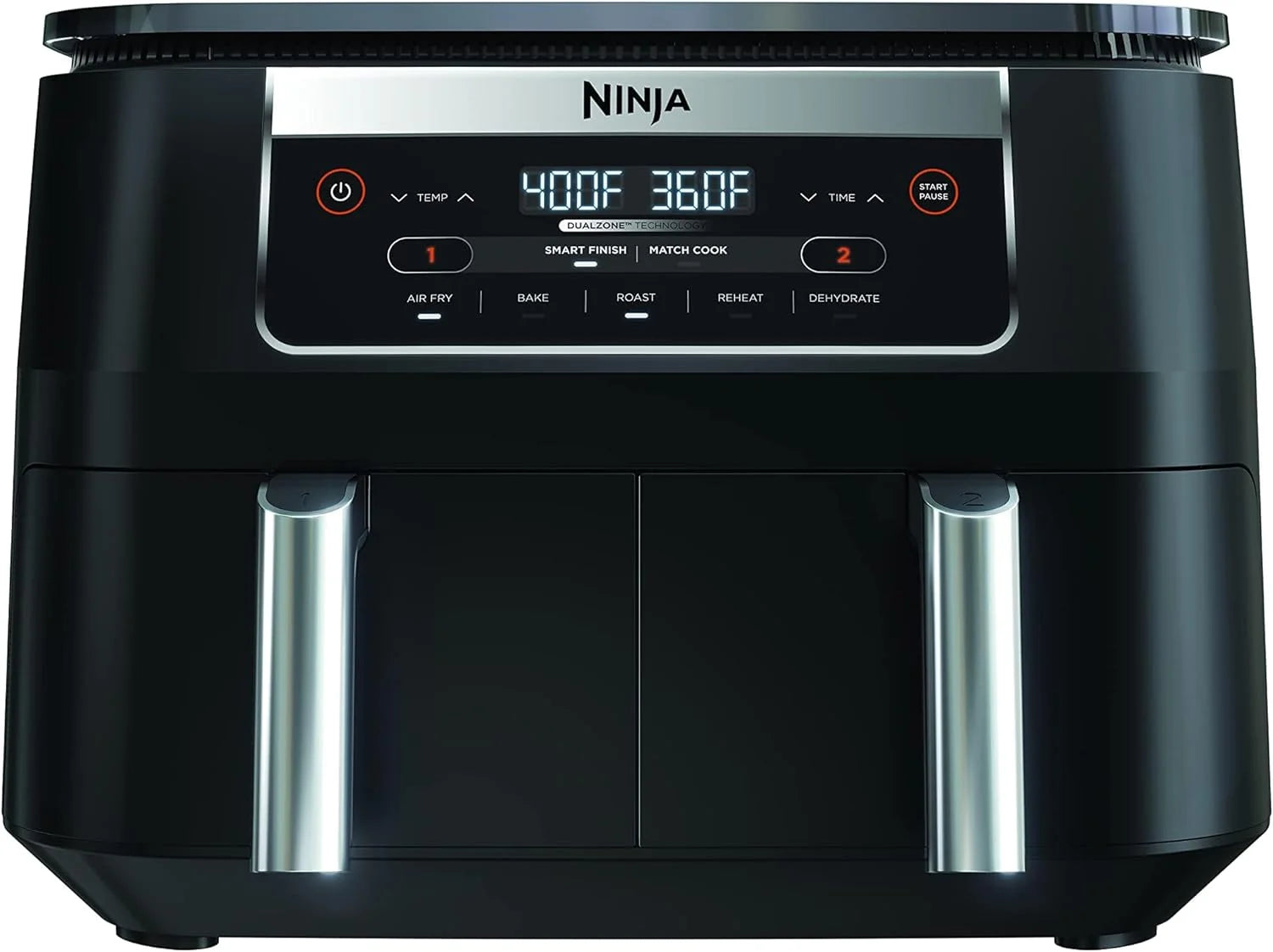 Ninja DZ090 Foodi 6-Quart DualZone Air Fryer, 2-Basket 5-in-1 Cloud Silver