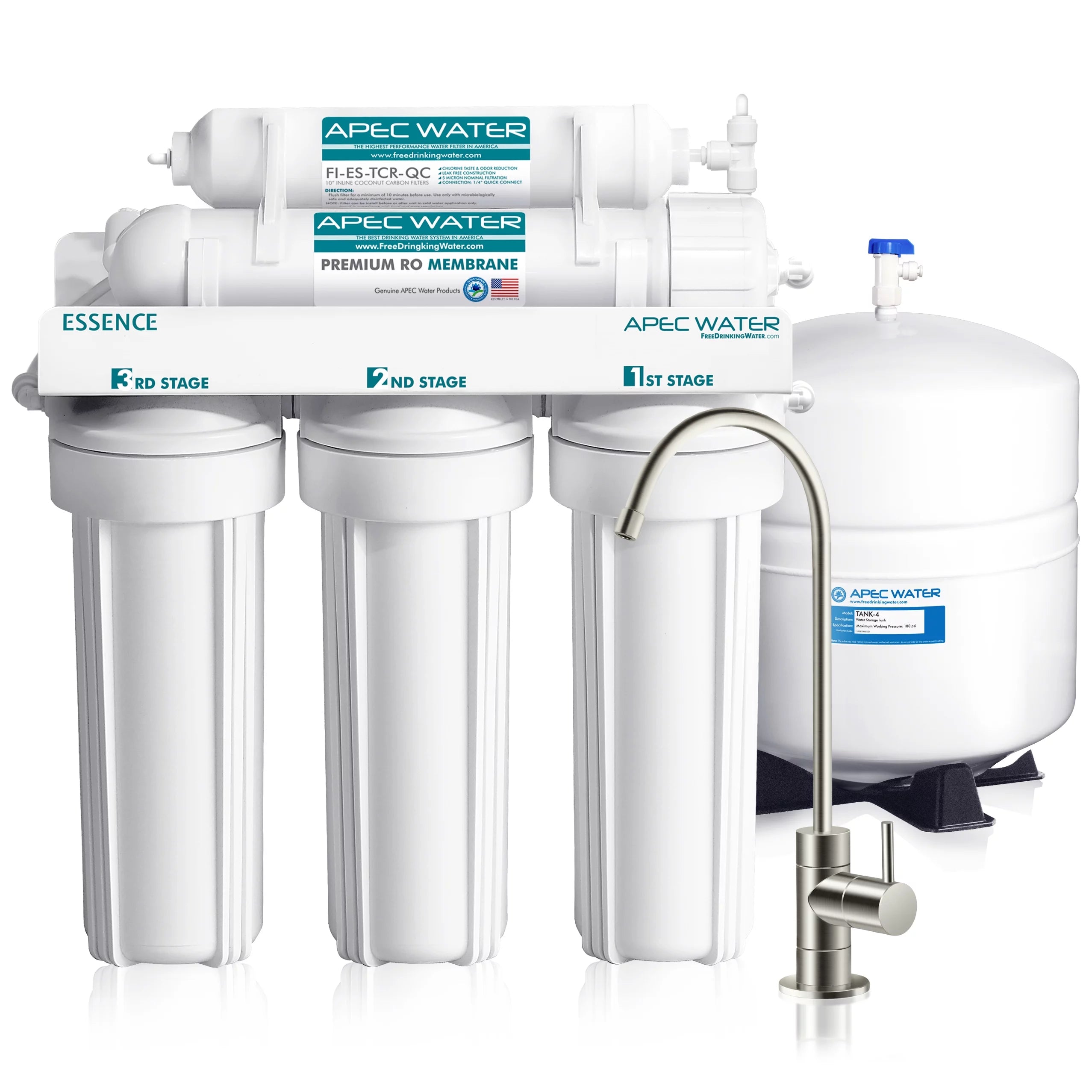Ultra Safe Reverse Osmosis Drinking Water Filter System (ESSENCE ROES-50) (APEC)