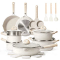 Non Stick Pots and Pans Set, 21 Pcs Induction Kitchen Cookware Sets (Beige Granite) (Carote)