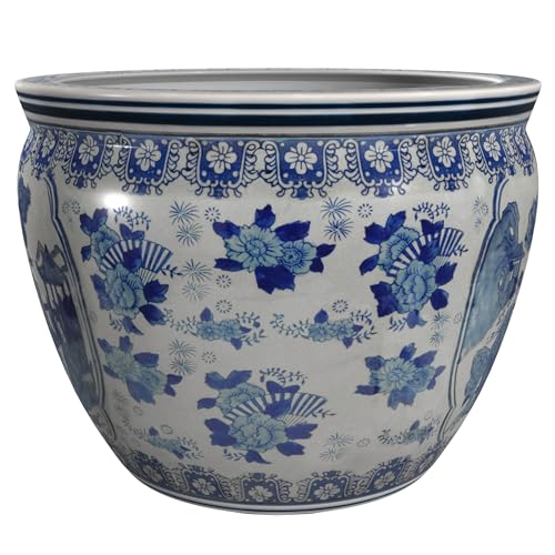 Decorative Blue & White Porcelain Fishbowl