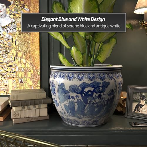 Decorative Blue & White Porcelain Fishbowl