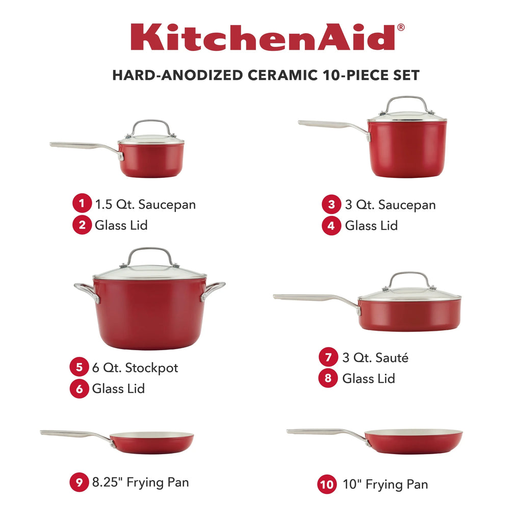 KitchenAid 10-Piece Hard Anodized Ceramic Nonstick Cookware Set
