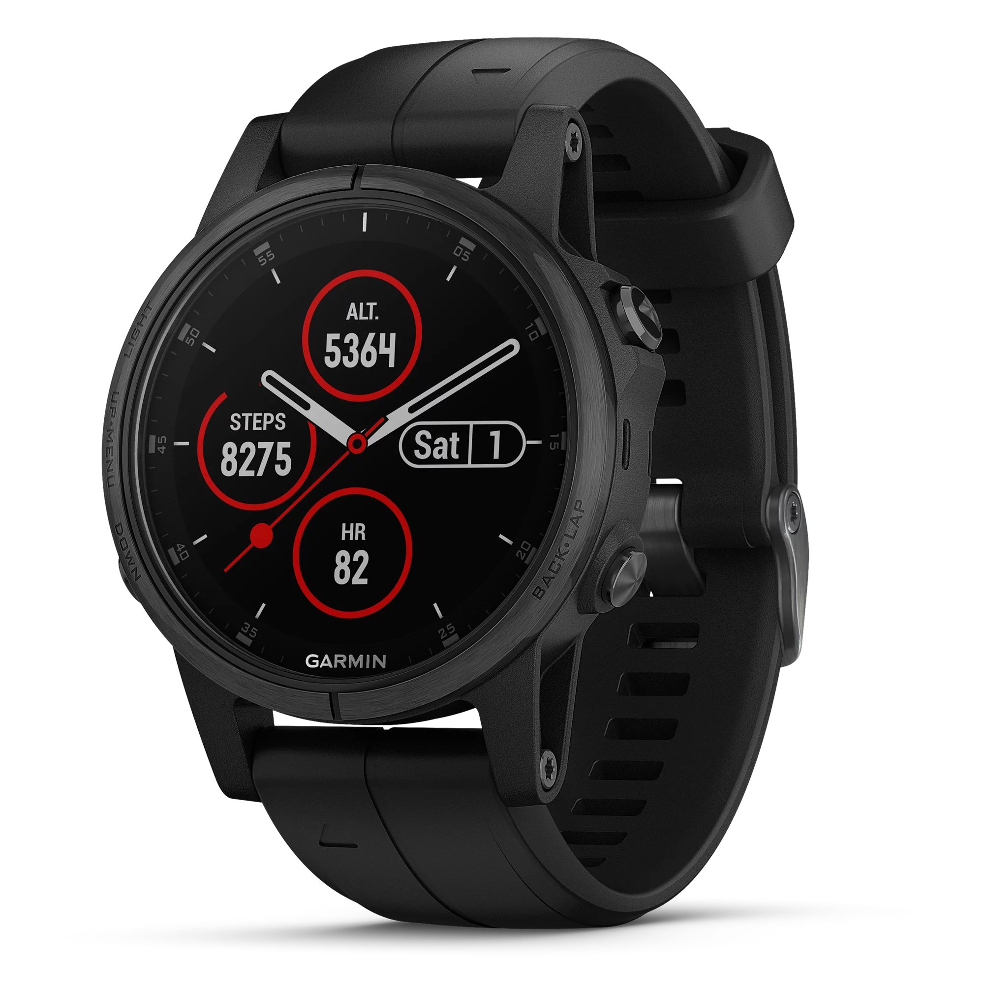 Garmin Fenix 5S Plus Sapphire Smart Watch, Black with Black Band