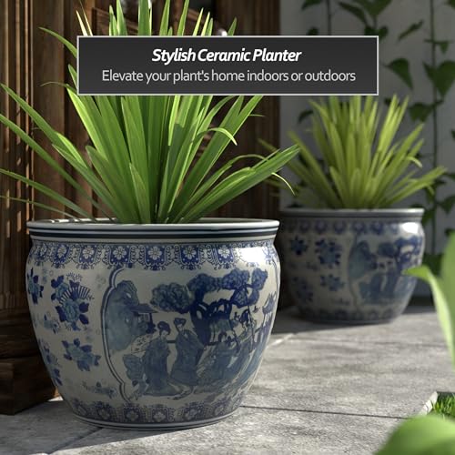 Decorative Blue & White Porcelain Fishbowl