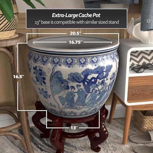 Decorative Blue & White Porcelain Fishbowl