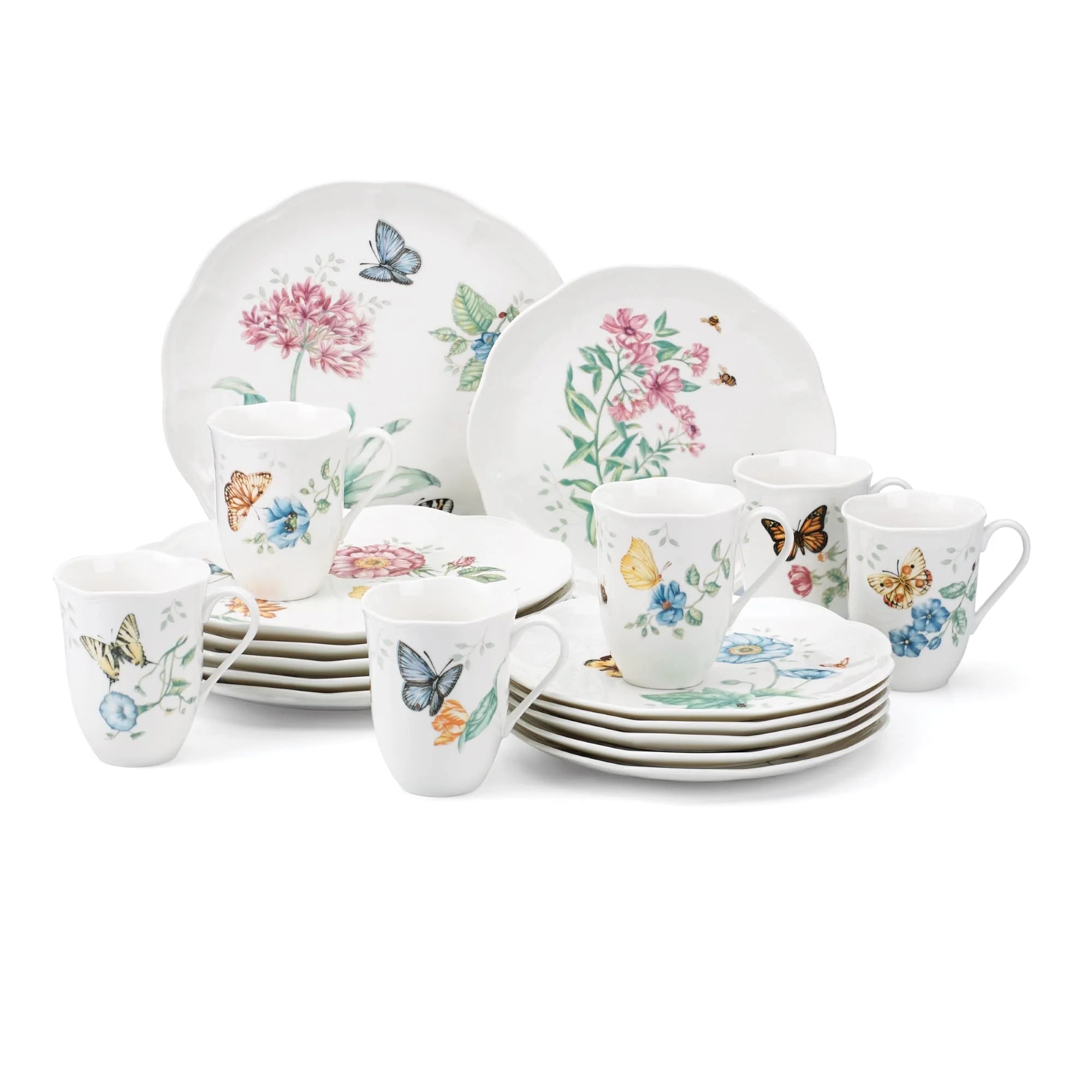 18-Piece Dinnerware Set, Service for 6, White - 6342794 (Lenox Butterfly Meadow)