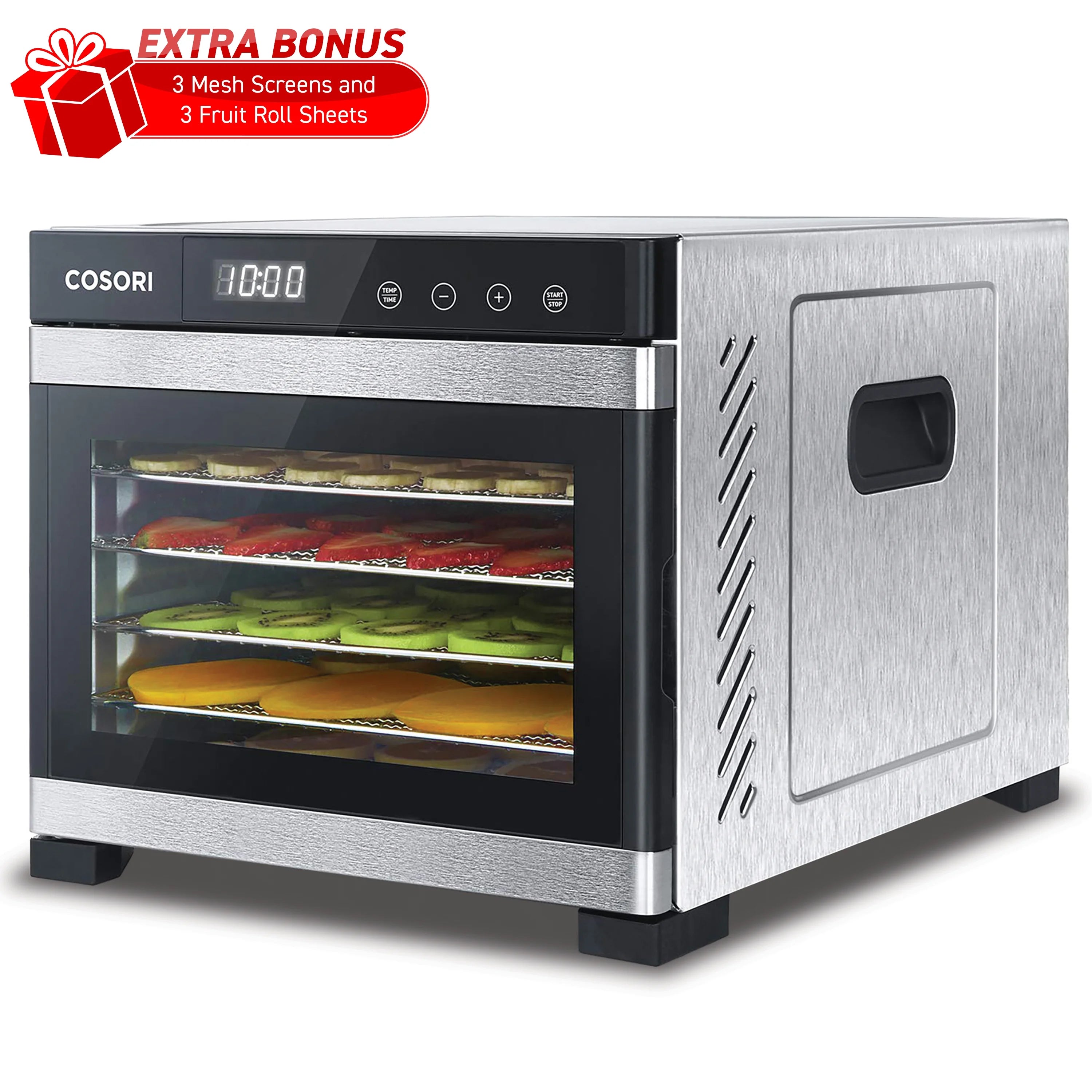 Food Dehydrator with 6 Stainless Steel Trays, 600W, Extra Bonus, Silver, CP267-FD-RXS (COSORI)