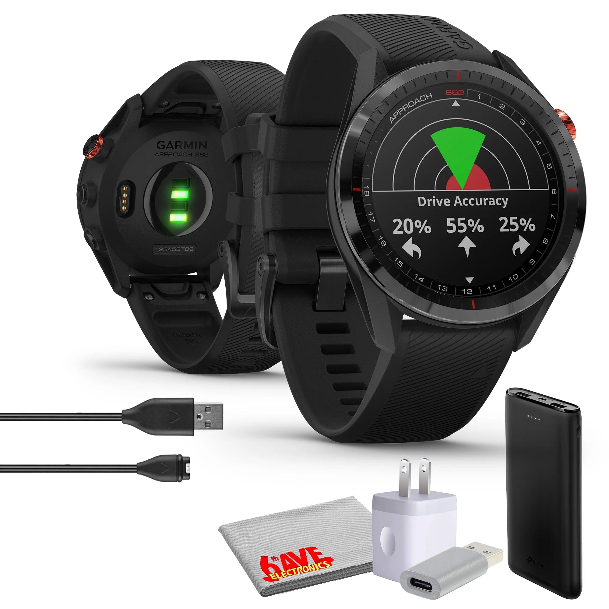 Garmin Approach S62 Premium GPS Golf Watch with 1.3" Touchscreen & Virtual Caddie - Black
