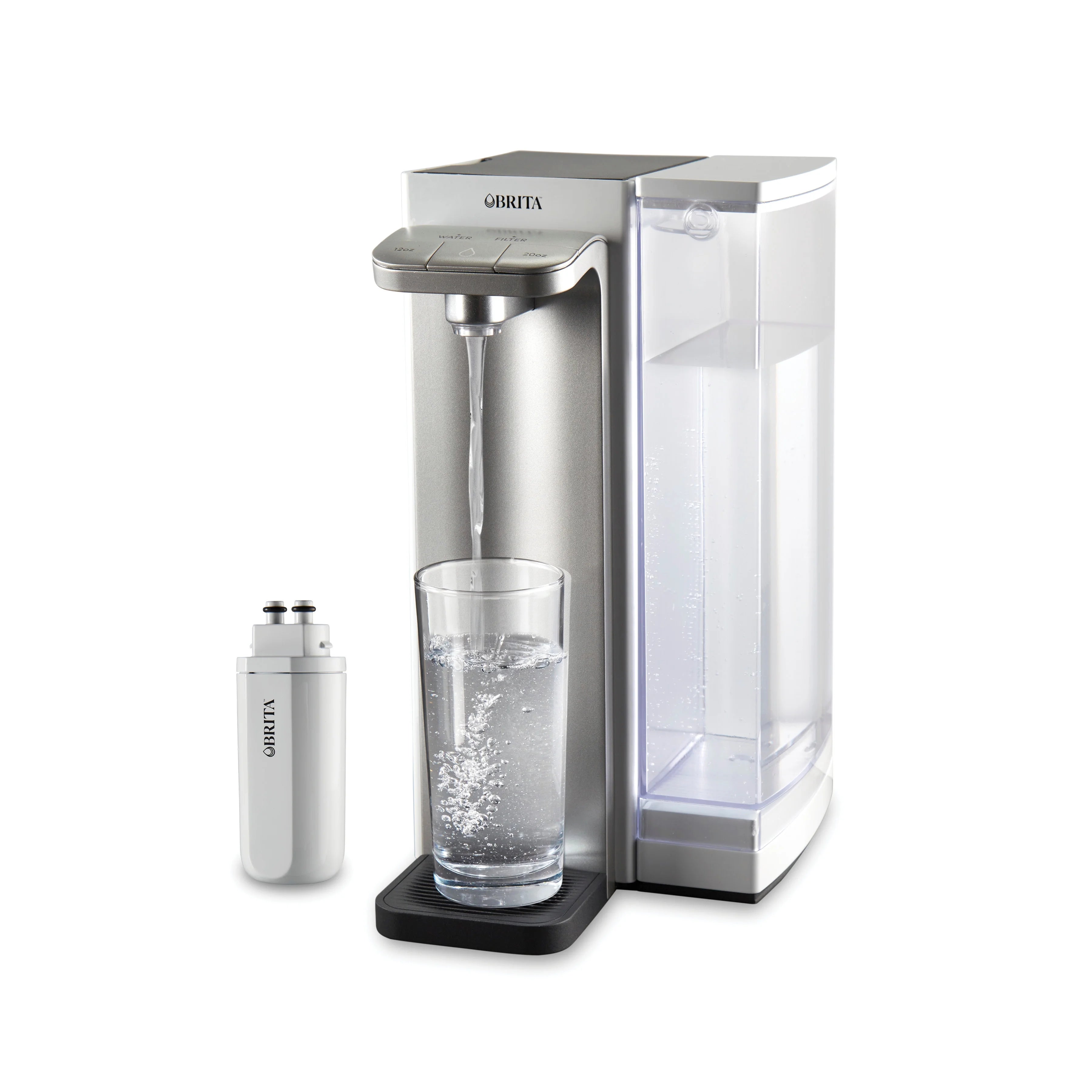 Hub Instant Powerful Countertop Water Filtration Device, 12 Cup Water Reservoir, Includes 6 Month Carbon Block Filter, White, 87340 (Brita)