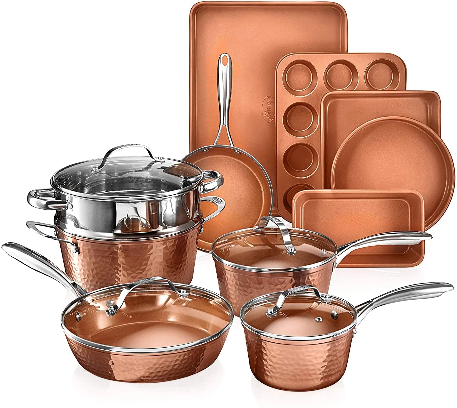 Gotham Steel 15-Piece Hammered Cookware Set