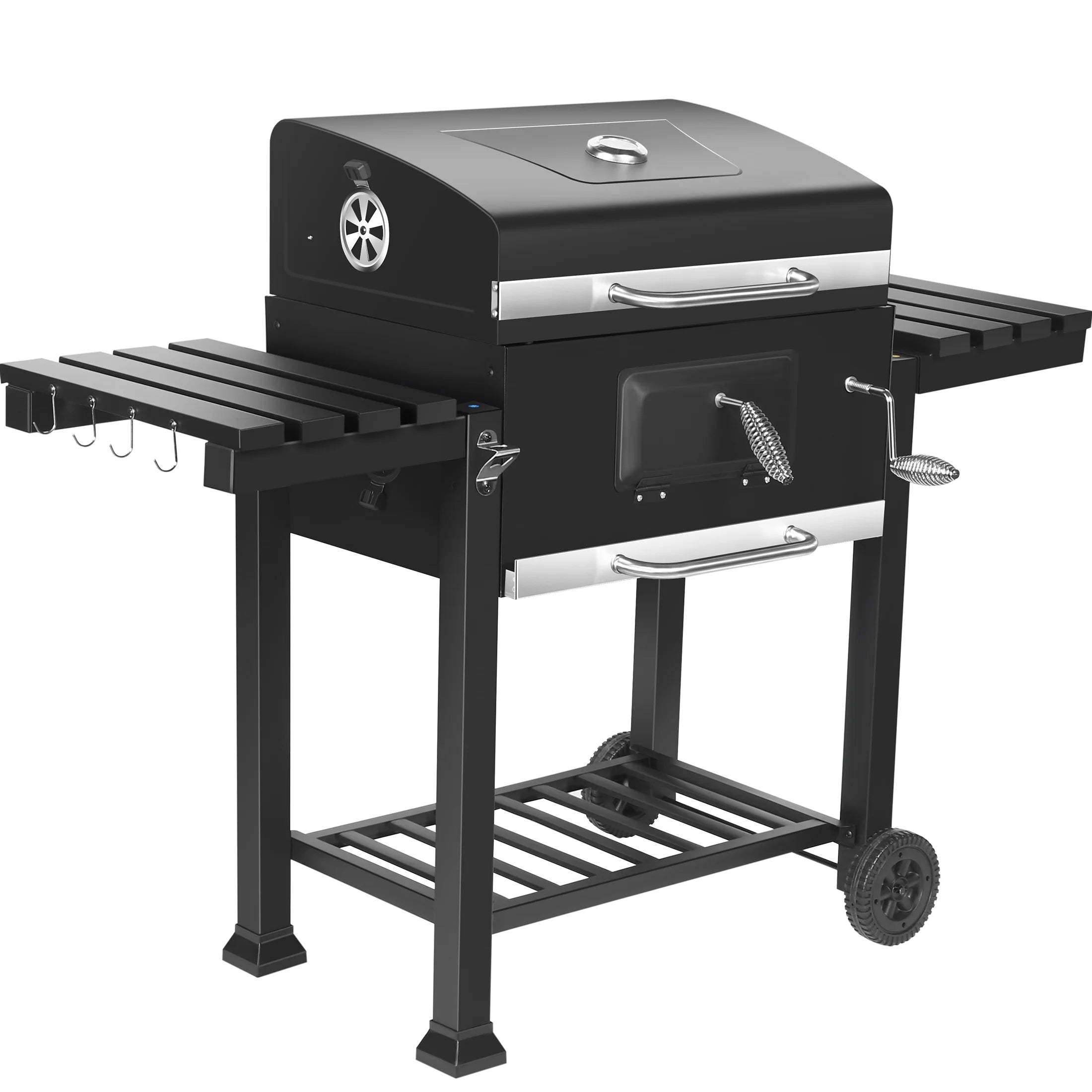 SUGIFT 24-inch Charcoal BBQ Grill with 2 Folding Side Shelves