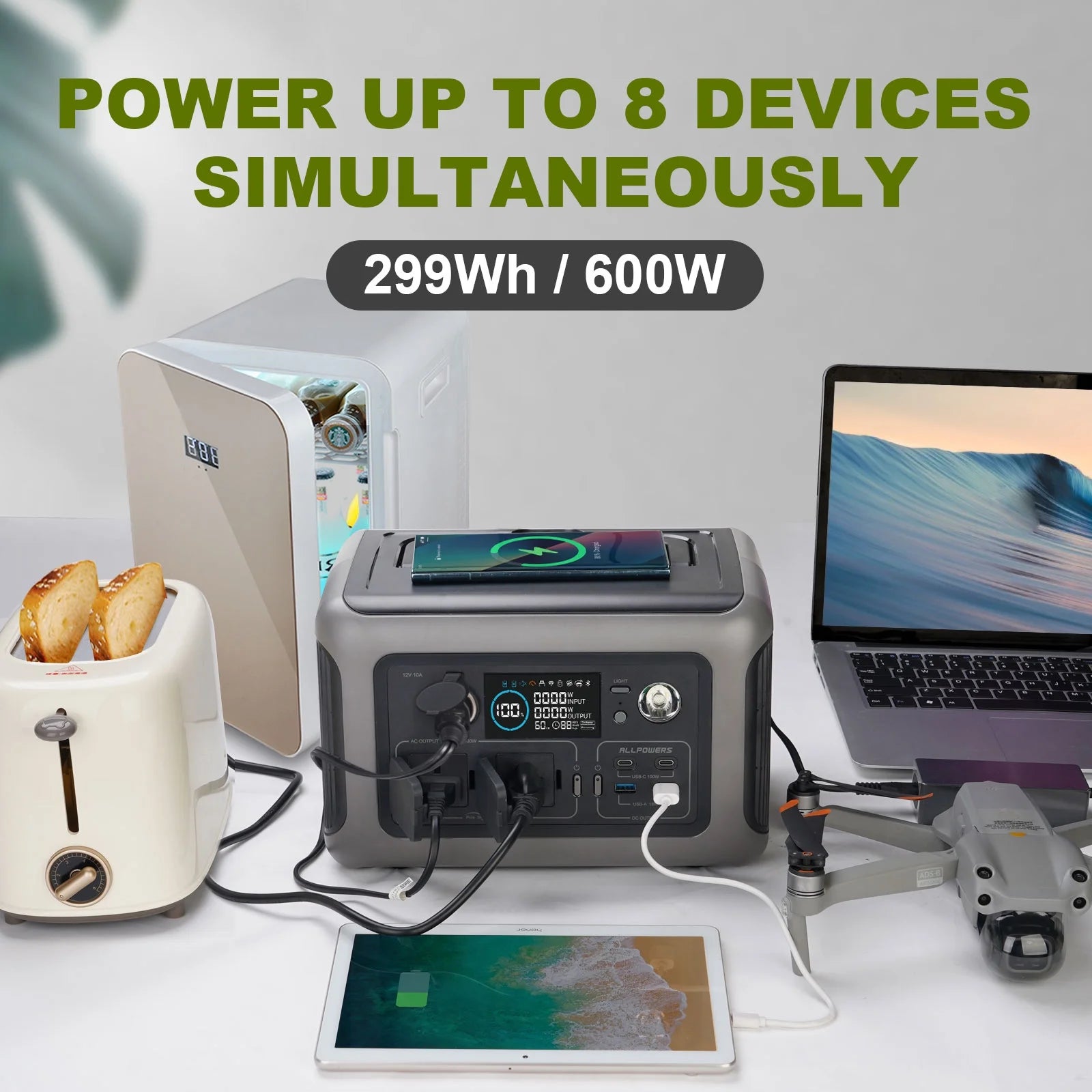 ALLPOWERS R600 600W Portable Power Station, 299Wh LiFePO4